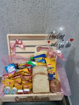 CESTA DE CAF� DA MANH� ADORO VOC� COM KIT + BAL�O PEQUENO BUBBLE