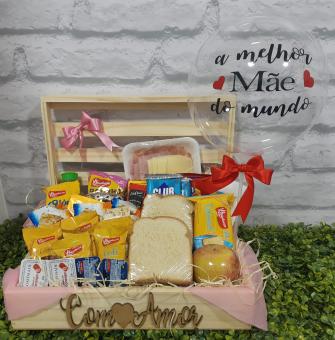 CESTA DE CAF� DA MANH� ADORO VOC� COM KIT + BAL�O DIA DAS M�ES
