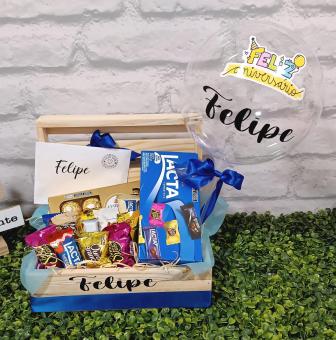 CESTA SABOROSOS CHOCOLATES COM BAL�O PERSONALIZADO